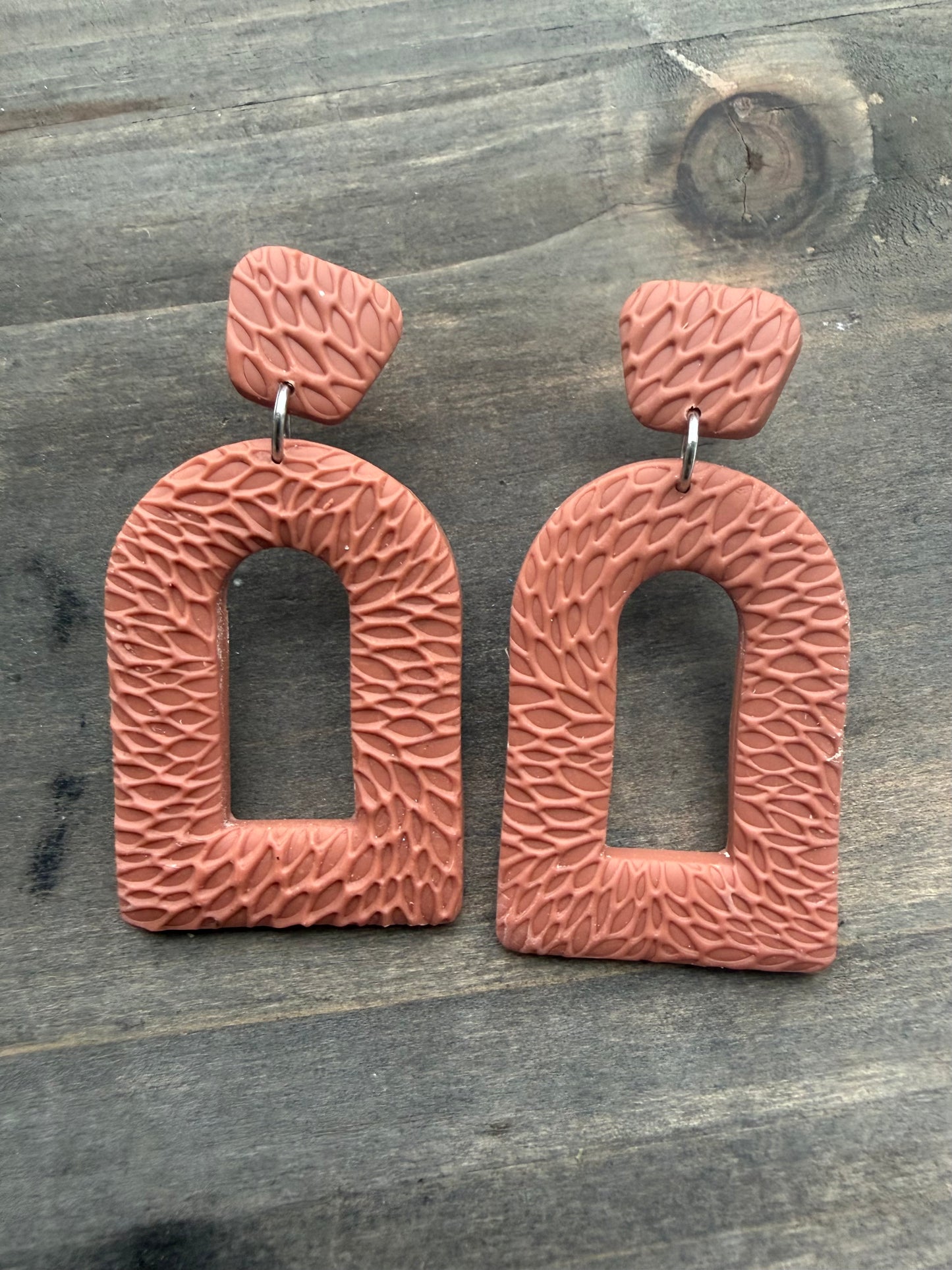 Handmade - Polymer clay Floral imprint Clay Earrings