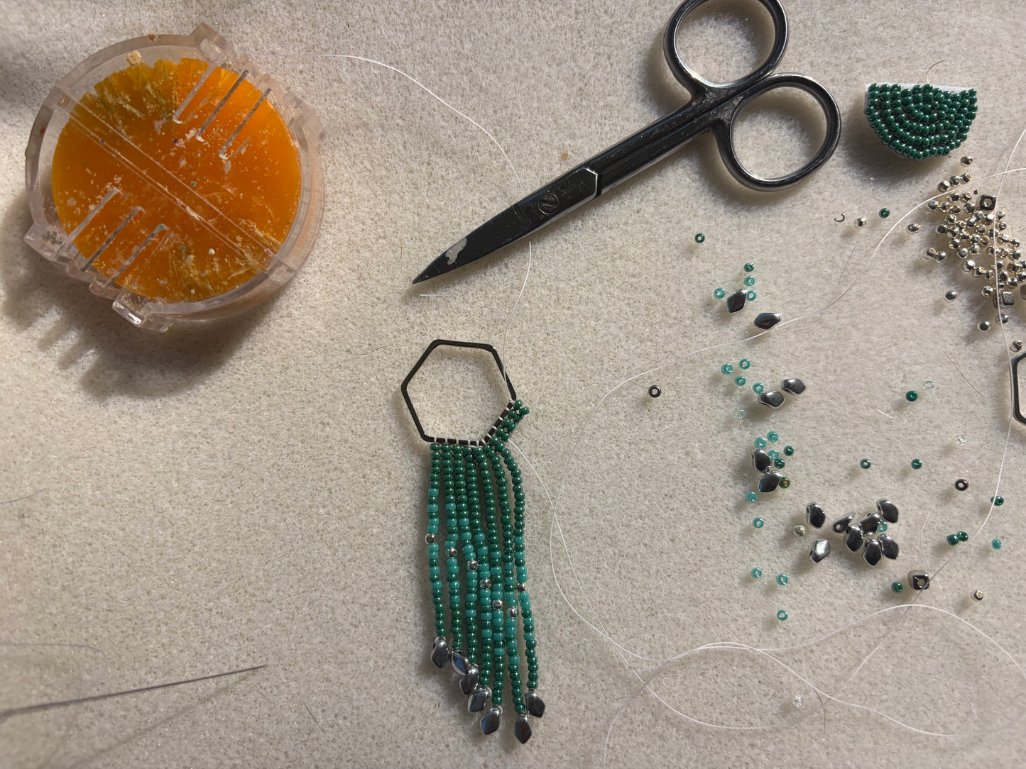 One of a kind Handmade Beaded Fringe Earrings