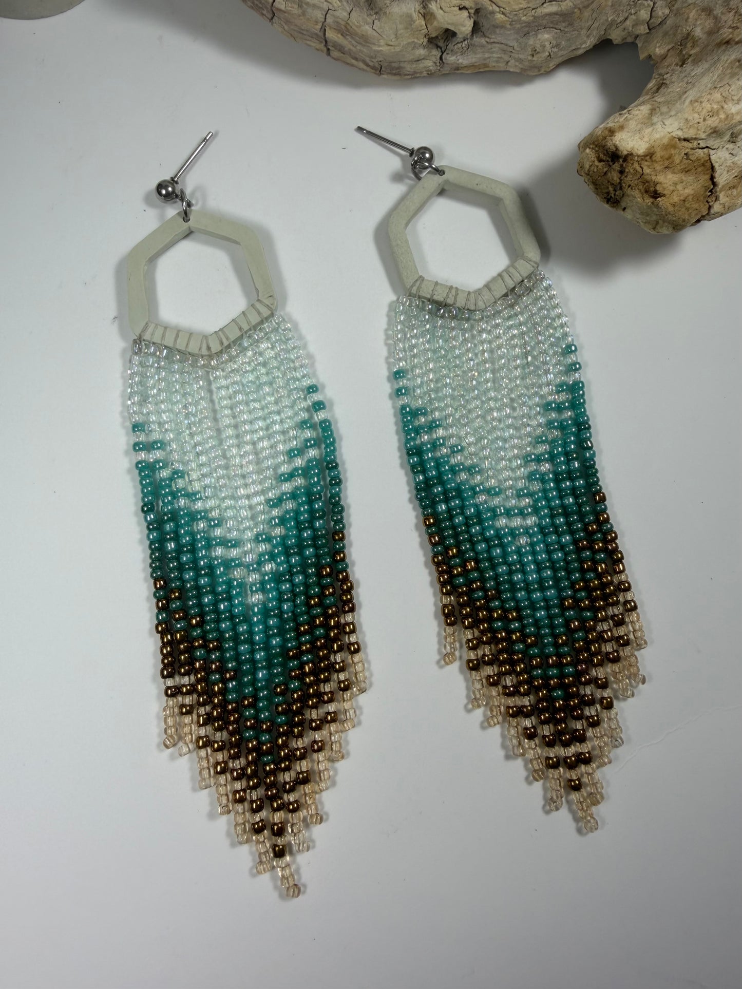 Boho polymer clay beaded Fringe earrings