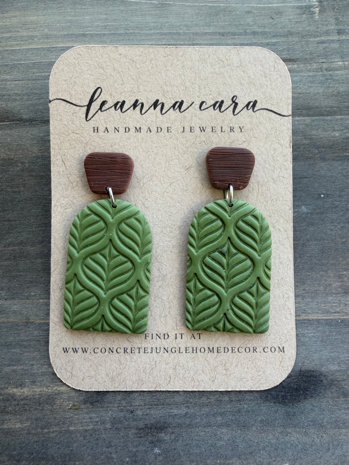 Handmade - Polymer clay leaf imprint Clay Earrings