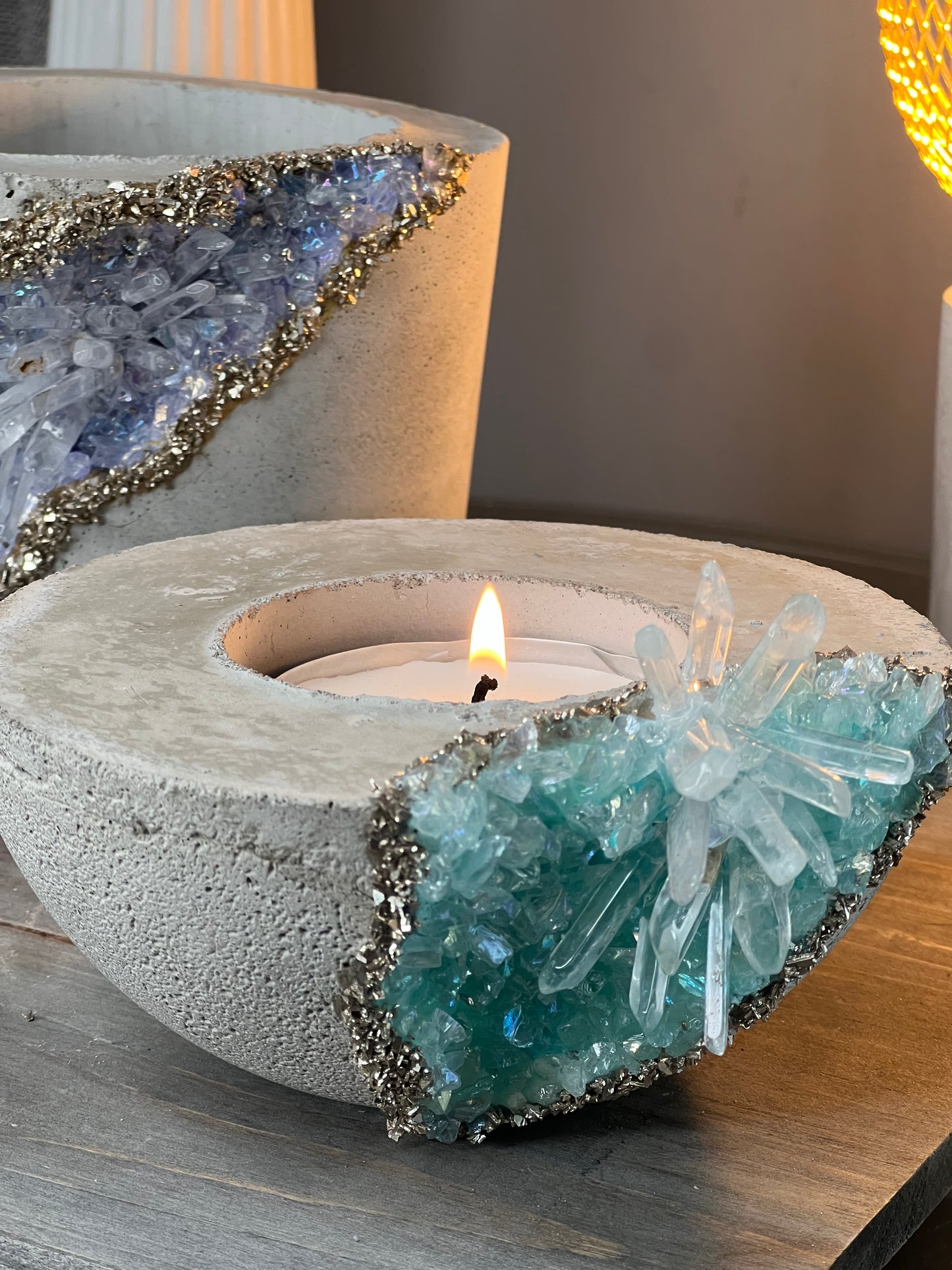 Artisan geode one of a kind Candle holder