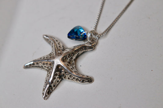 .999 fine Silver starfish Pendant with Sterling Silver chain