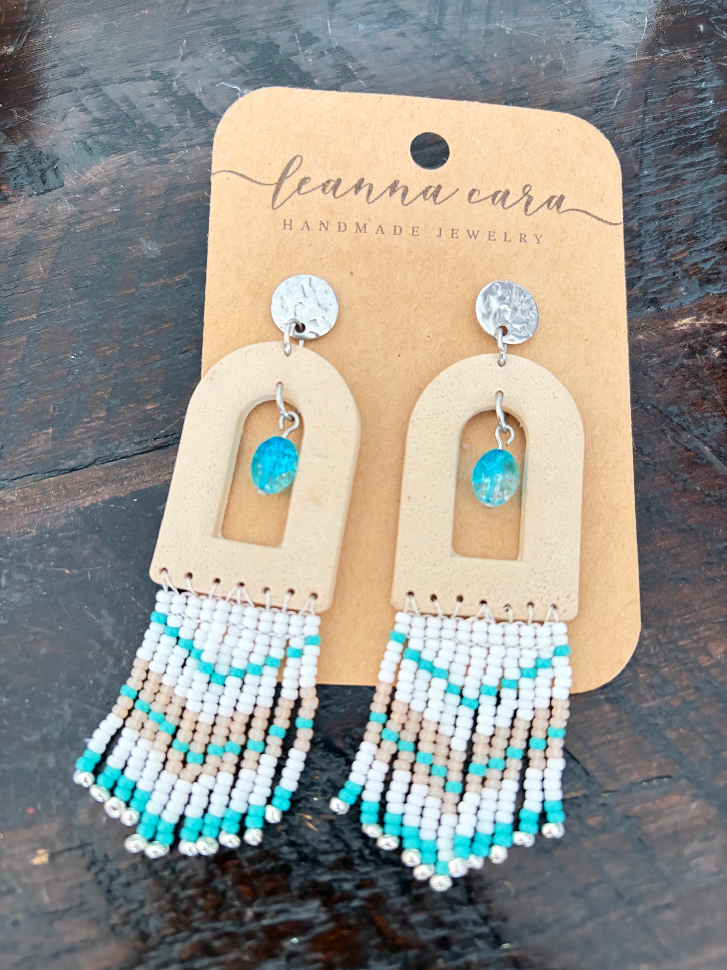 Boho polymer clay beaded Fringe earrings
