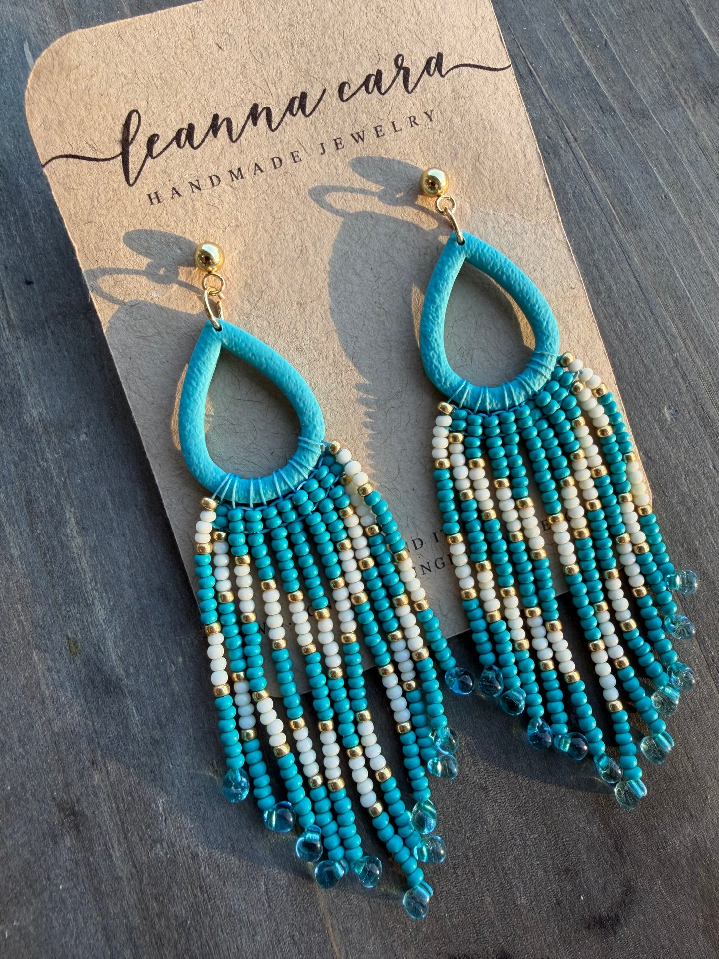 Boho polymer clay beaded Fringe earrings
