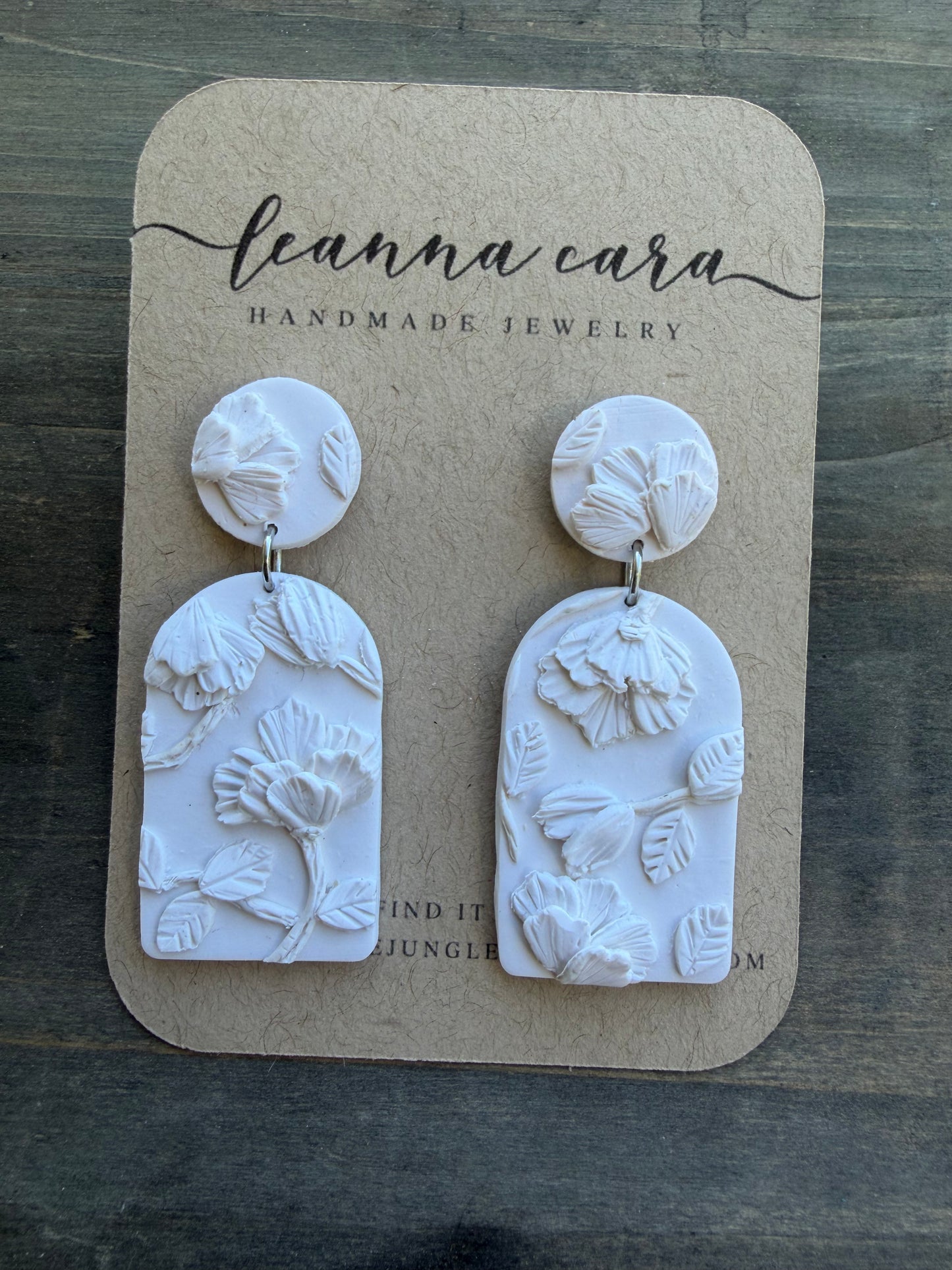 Handmade - Polymer Clay bas relief monochromatic Earrings