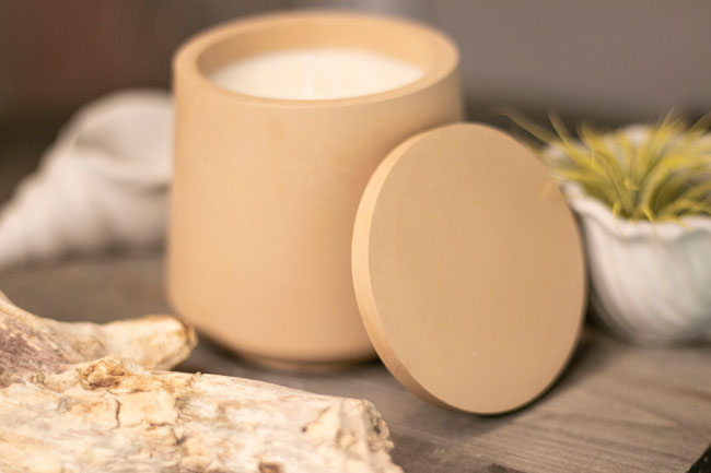 Beachwood - 6oz Parasoy Candle in Handmade Cement Vessel