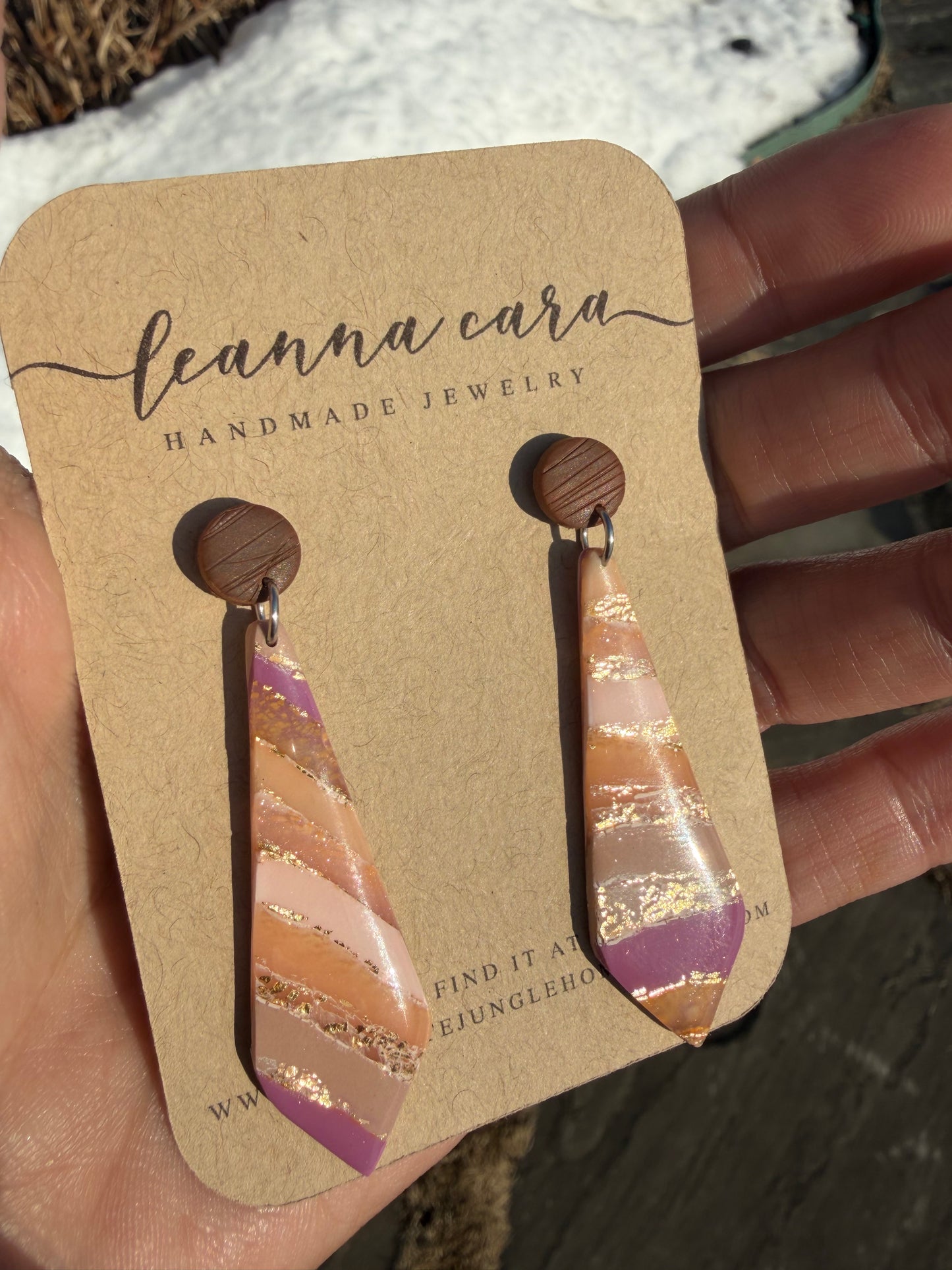 Handmade - necktie shaped Polymer Clay Earrings