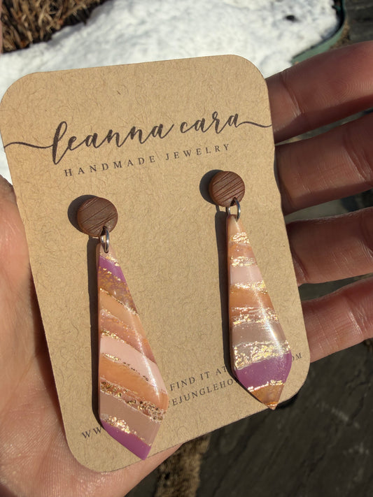 Handmade - necktie shaped Polymer Clay Earrings