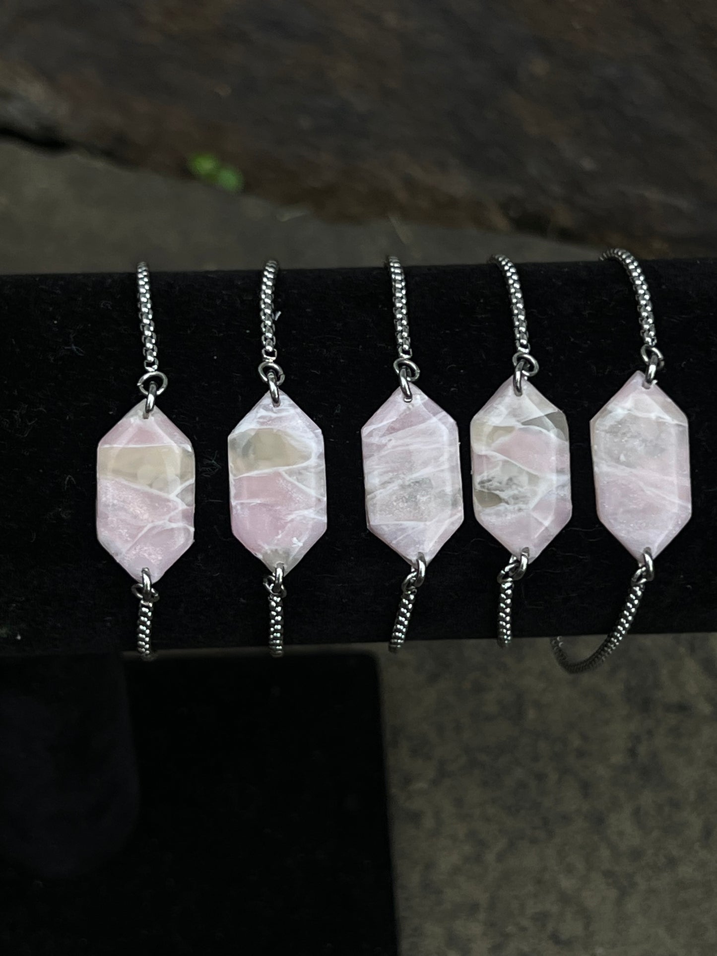 Faux Rose quartz - Adjustable Bolo Bracelet