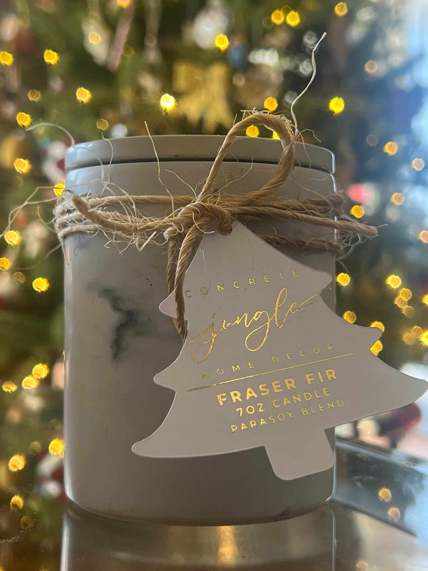 Frasier Fir candle in Concrete vessel with air-tight lid