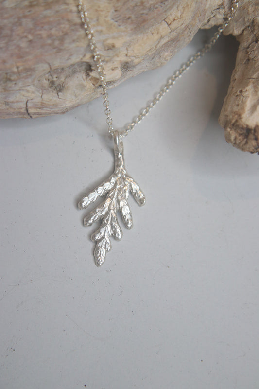 .999 Silver arborvitae pendant with Sterling Silver chain