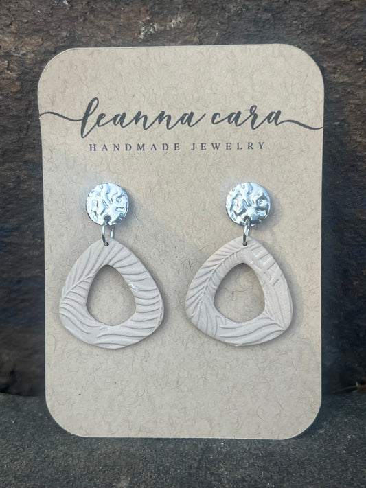 Handmade - Polymer Clay Earrings with floral imprint