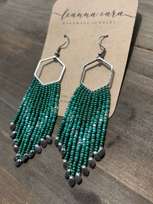 One of a kind Handmade Beaded Fringe Earrings