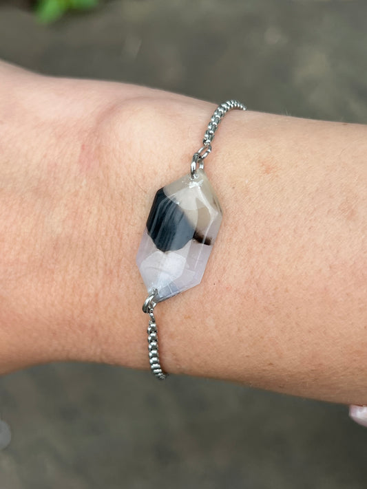 Polymer clay tortoise shell - Adjustable Bolo Bracelet