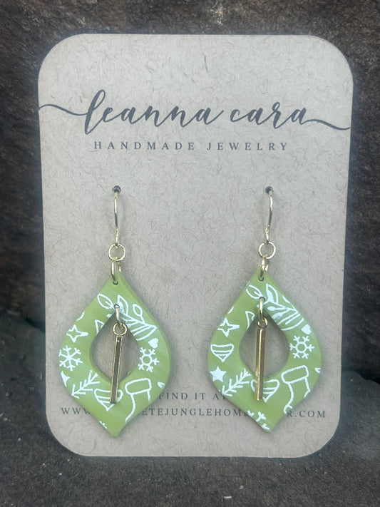 Christmas screen print Polymer Clay Earrings
