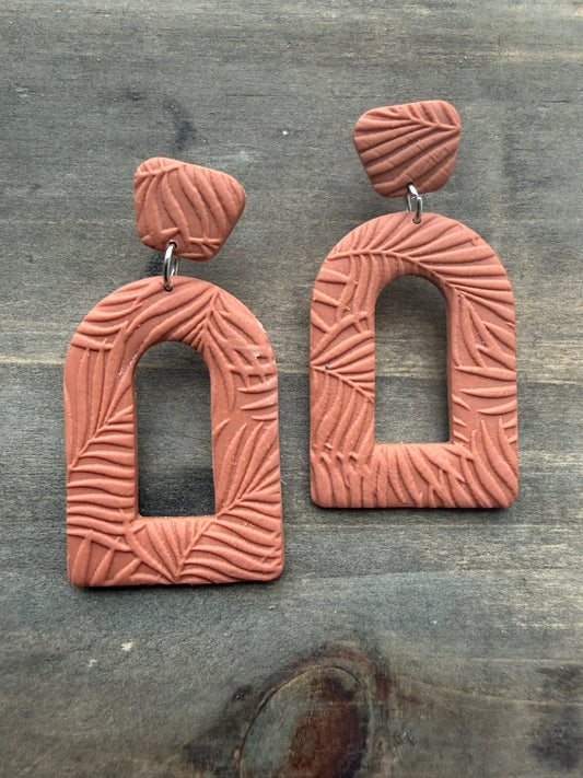 Handmade - Polymer clay tropical plant imprint Clay Earrings