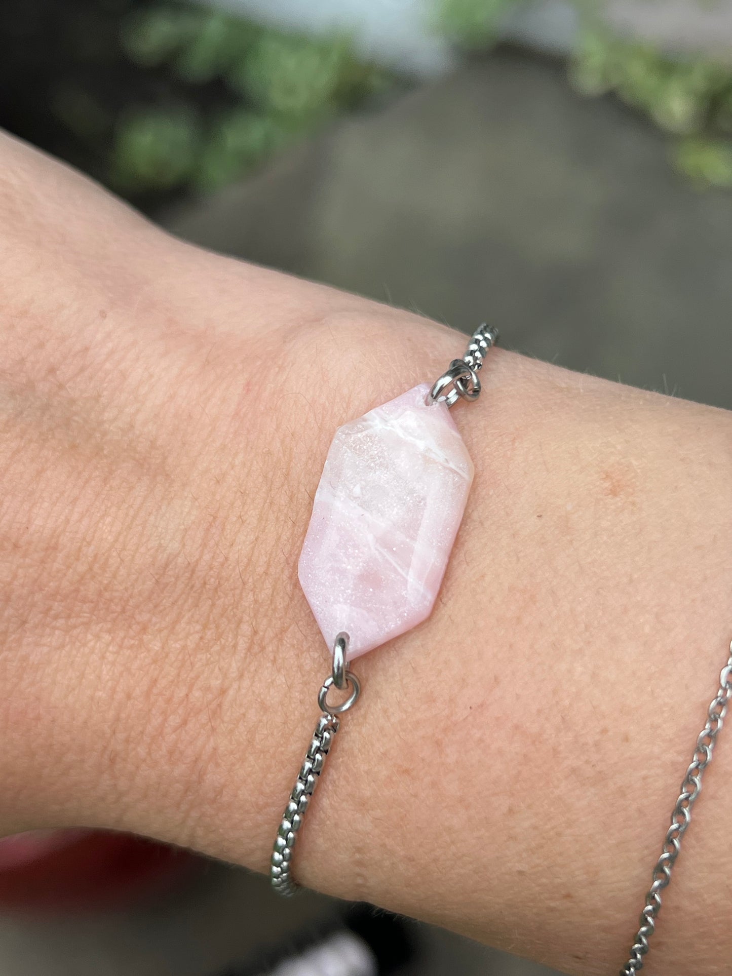 Faux Rose quartz - Adjustable Bolo Bracelet