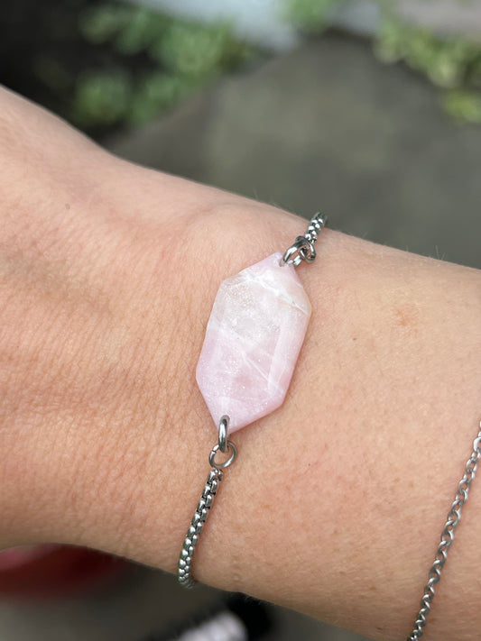 Faux Rose quartz - Adjustable Bolo Bracelet