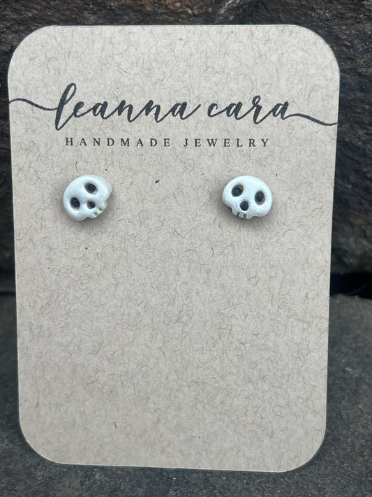 Halloween Skull Handmade - Polymer Clay Earrings Studs