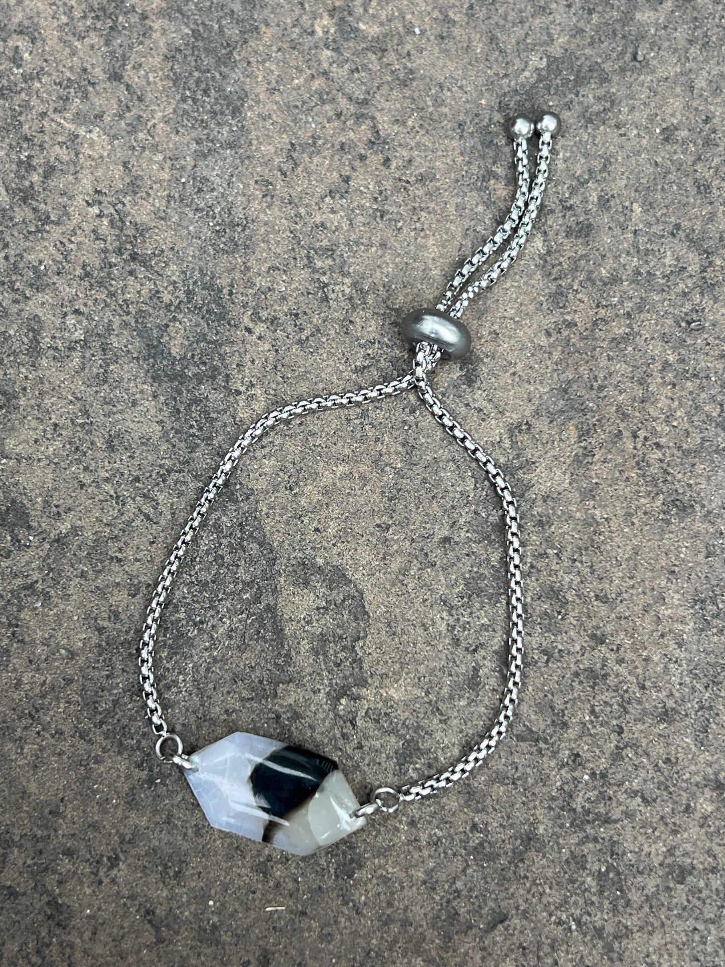 Polymer clay tortoise shell - Adjustable Bolo Bracelet