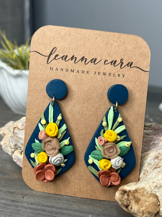 Polymer clay 3D Floral earrings