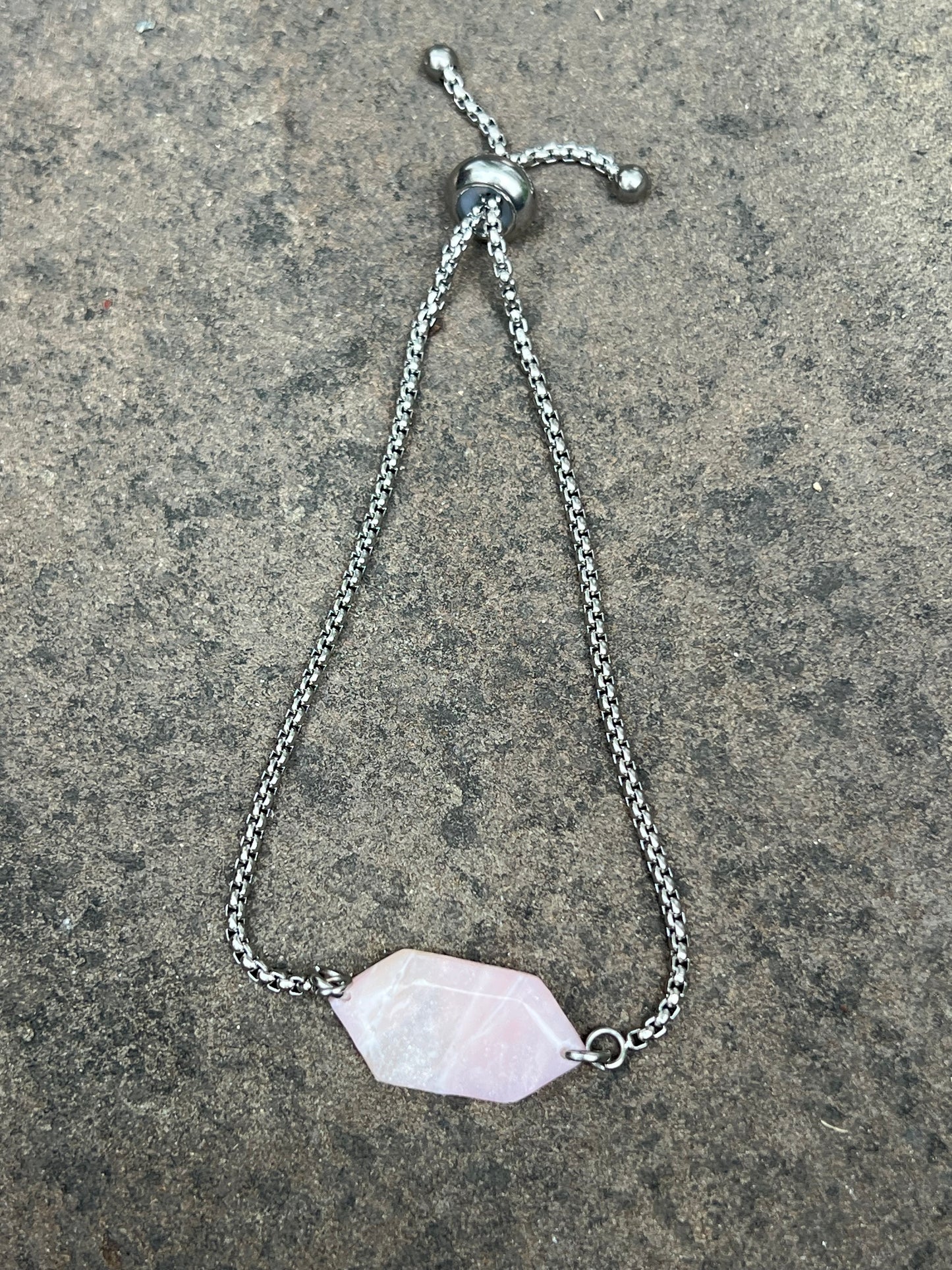 Faux Rose quartz - Adjustable Bolo Bracelet