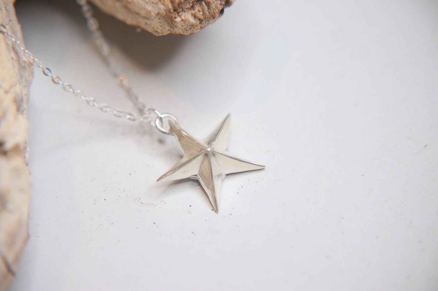 .999 fine Silver 3D Star Pendant with Sterling Silver chain