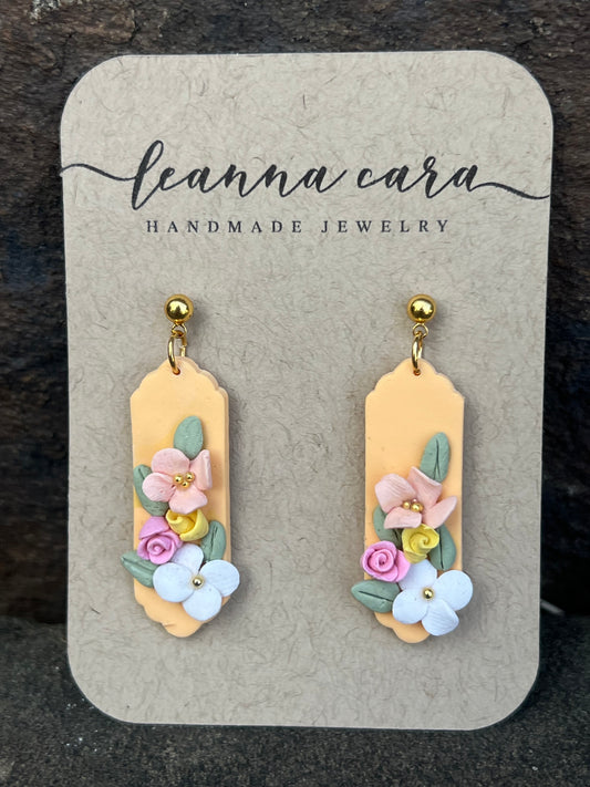 Handmade - Polymer Clay Earrings 3D Floral design