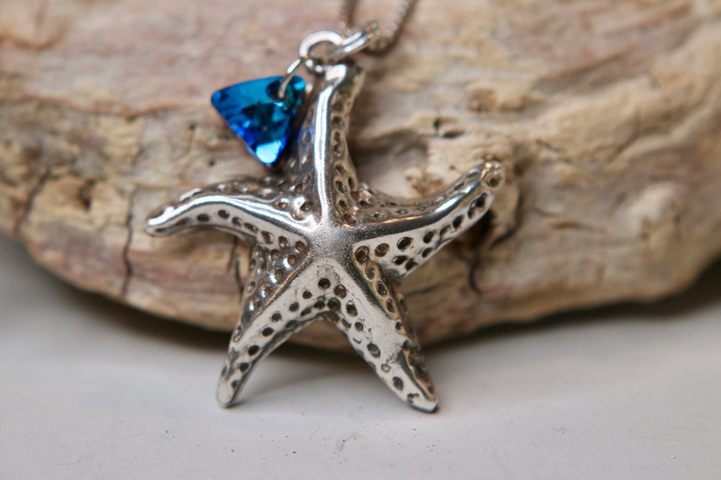 .999 fine Silver starfish Pendant with Sterling Silver chain