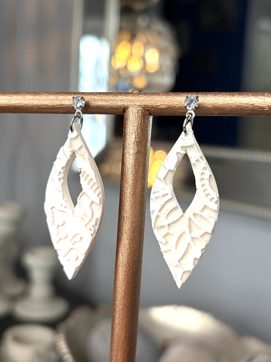 White Lace Polymer clay Earrings