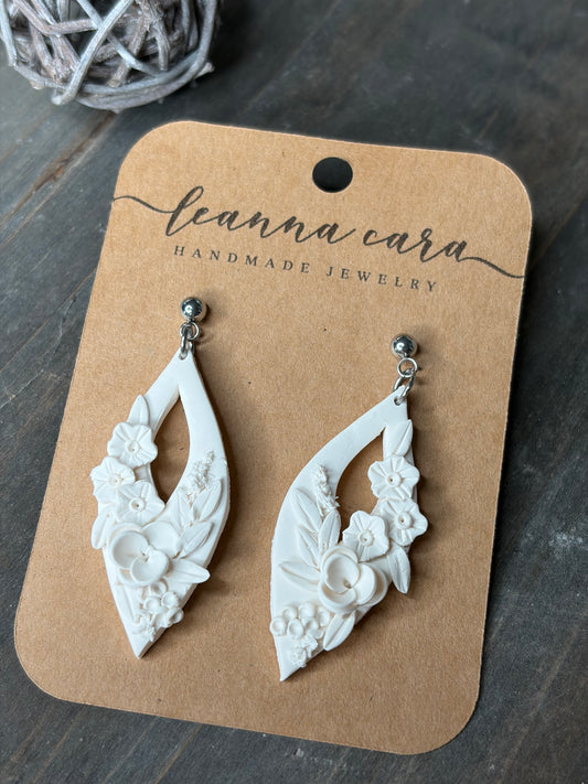Monochrome Polymer clay floral Earrings
