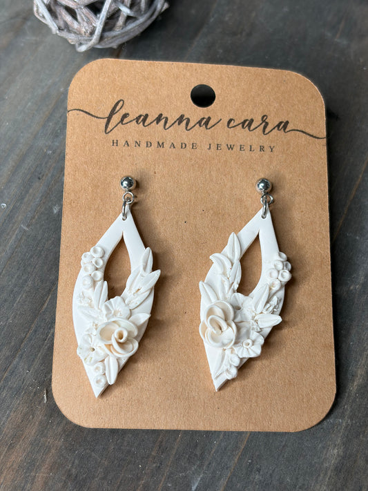 Monochrome Polymer clay floral Earrings