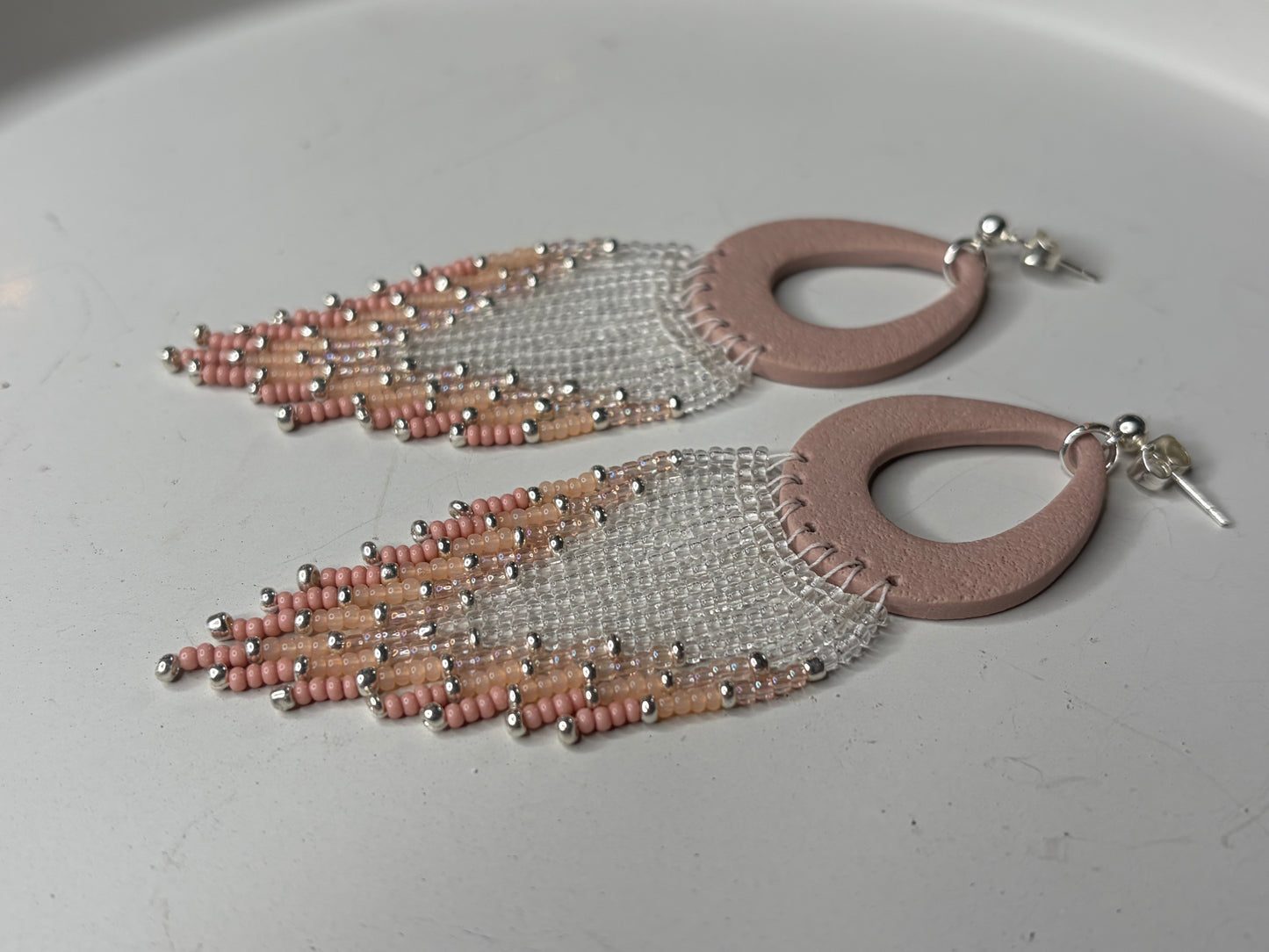 Boho polymer clay beaded Fringe earrings