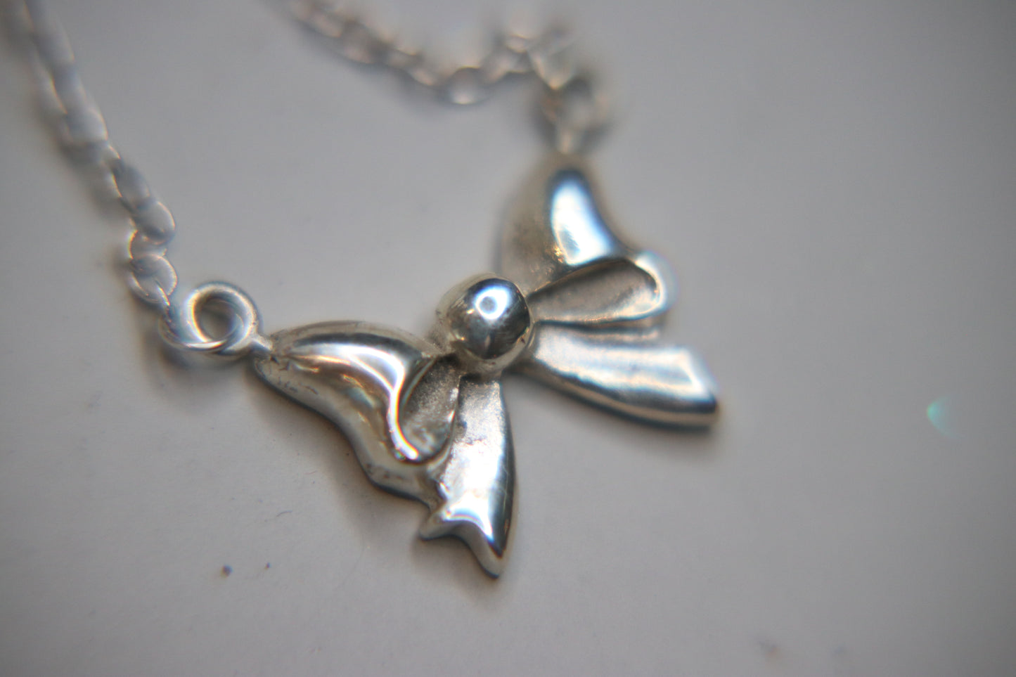 .999 Silver bow Pendant with Sterling Silver chain