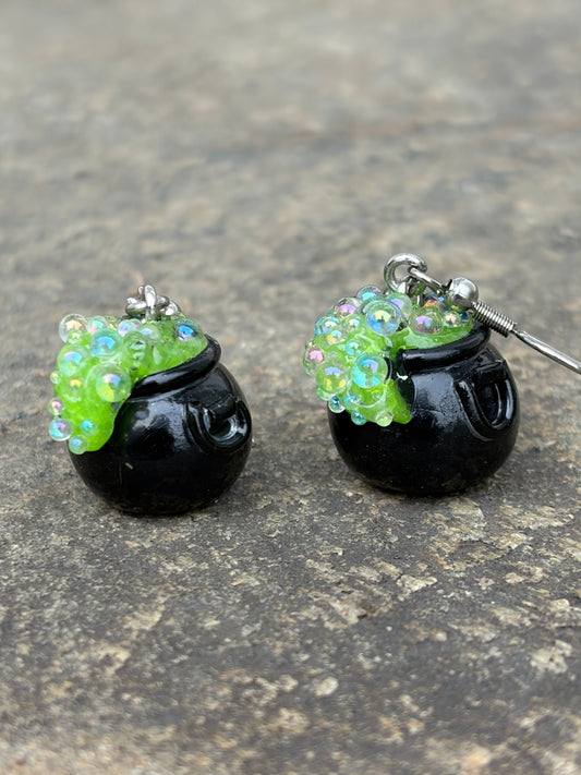 Halloween Bubbling Cauldron Earrings (small)