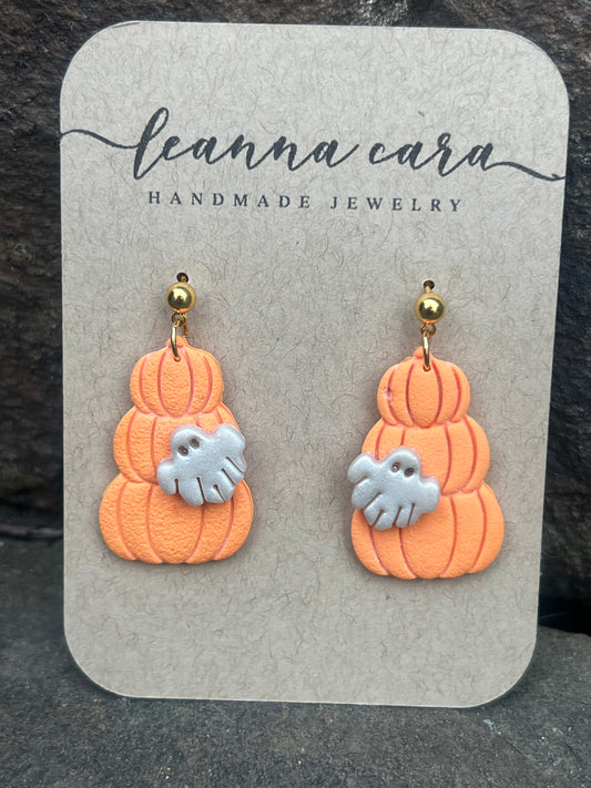 Halloween Handmade pumpkin stack- Polymer Clay Earrings