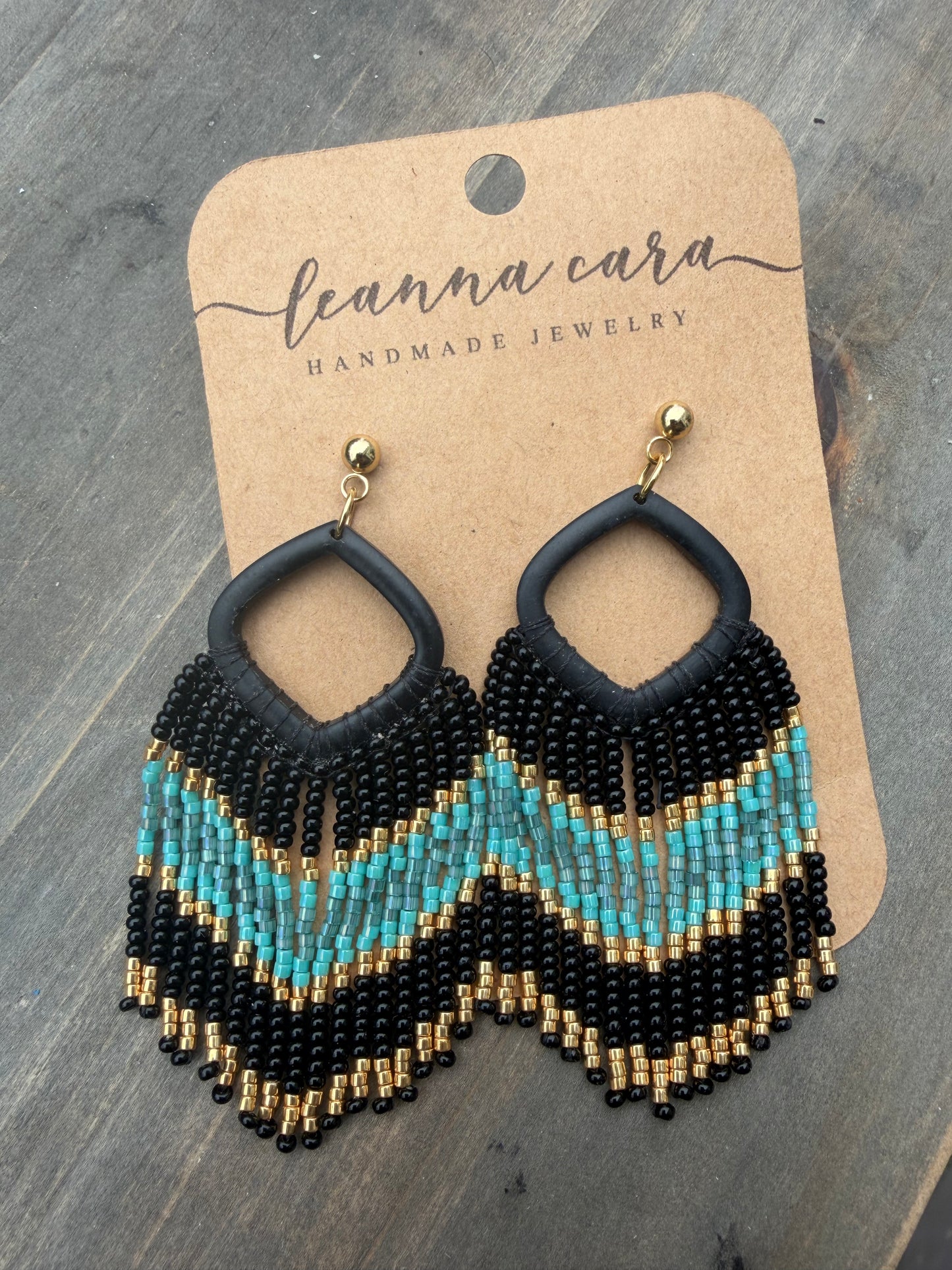 Boho polymer clay beaded Fringe earrings