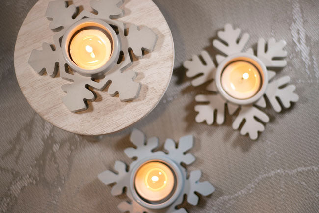 Set of 3 Snowflake tealight holders