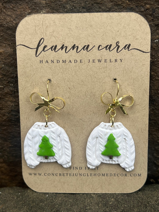 Handmade Polymer Clay Ugly Christmas sweater Earrings