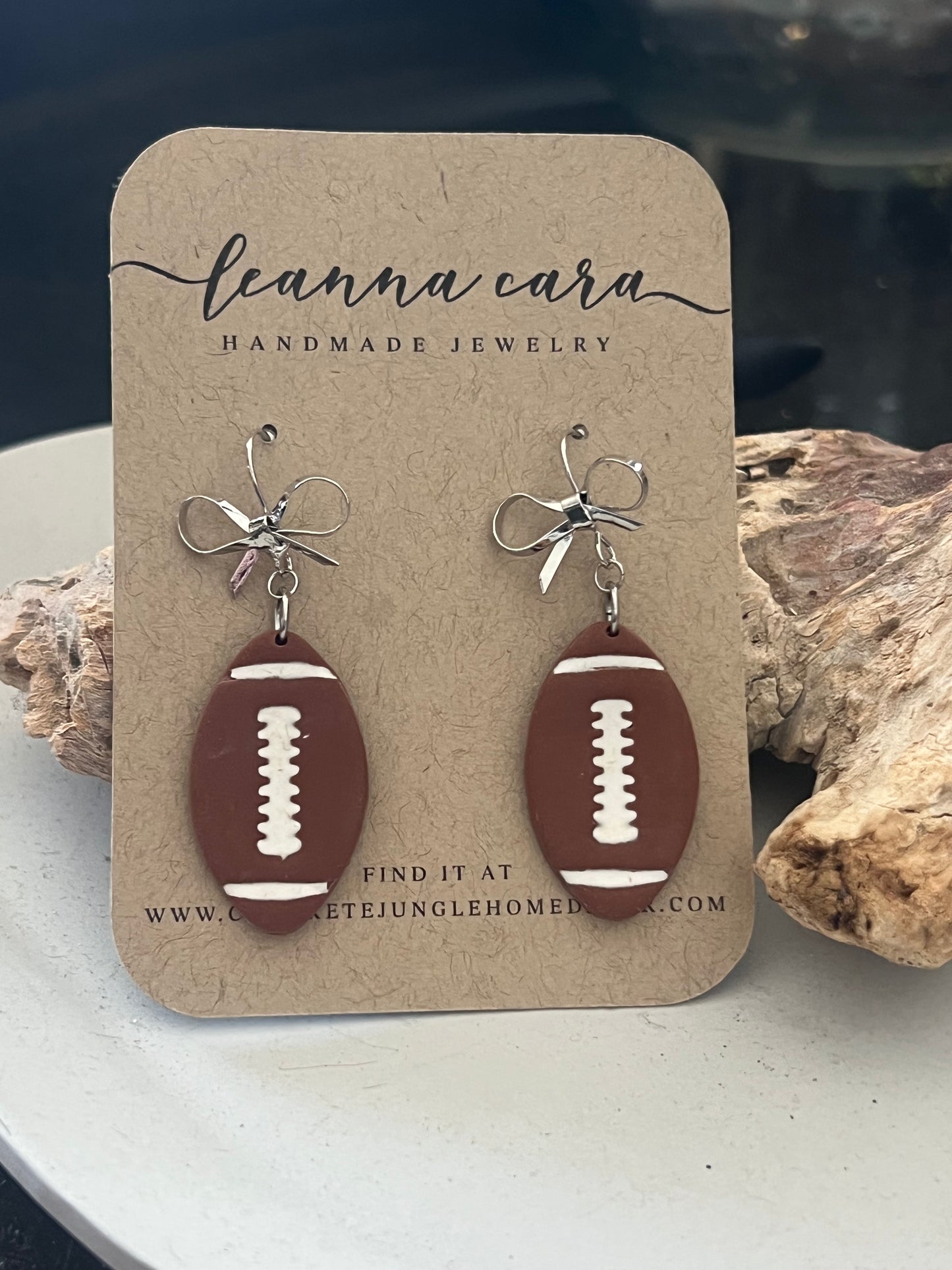 Handmade Polymer Clay football Earrings