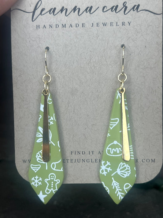 Christmas screen print Polymer Clay Earrings