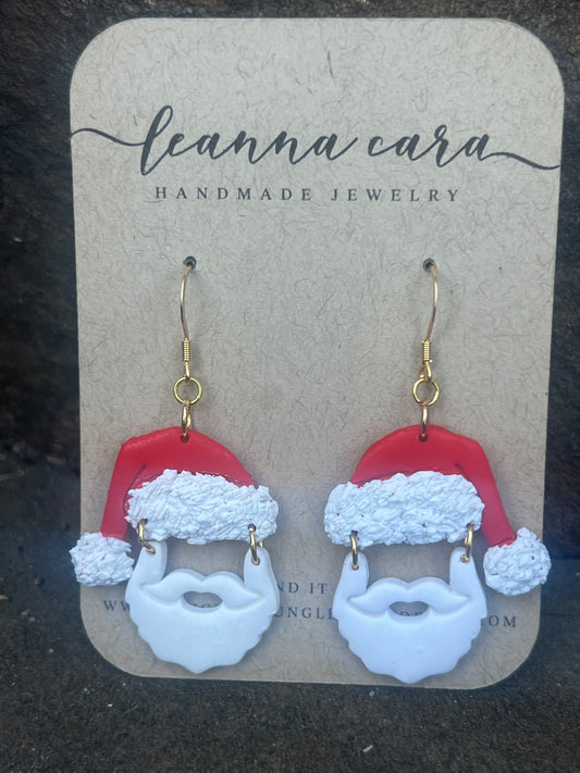 Handmade Polymer Clay Santa Earrings
