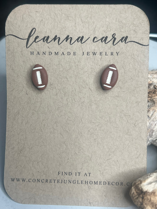 The cutest, tiniest football stud earrings - Polymer Clay Earrings Studs