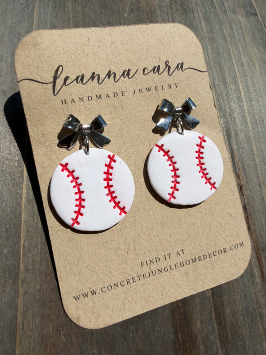 Handmade - Polymer Clay Baseball Earrings
