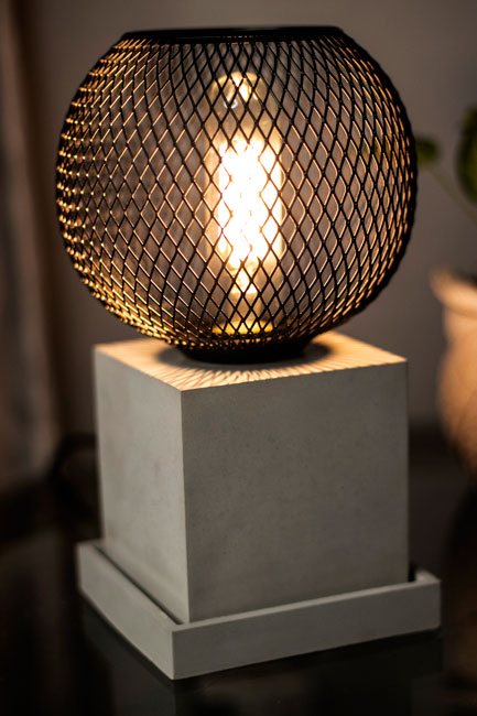 Cement Lamp with Farmhouse Shade