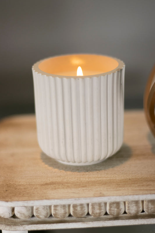 One wick Small Tulip with Stripes  faux wooden lid Candle - Clean Cotton Scent