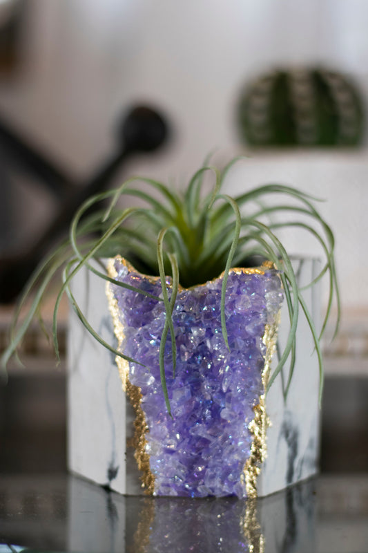 Handmade Amethyst inspired Geode Flower pot