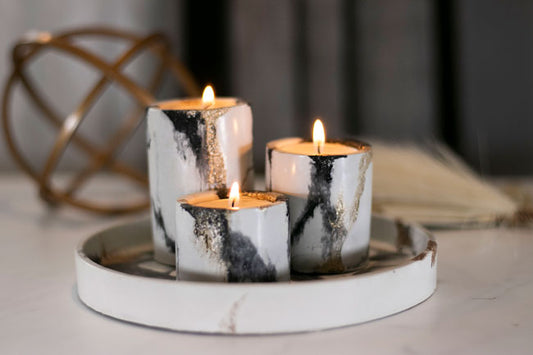 Set of 3 Tealight holders w/ tray