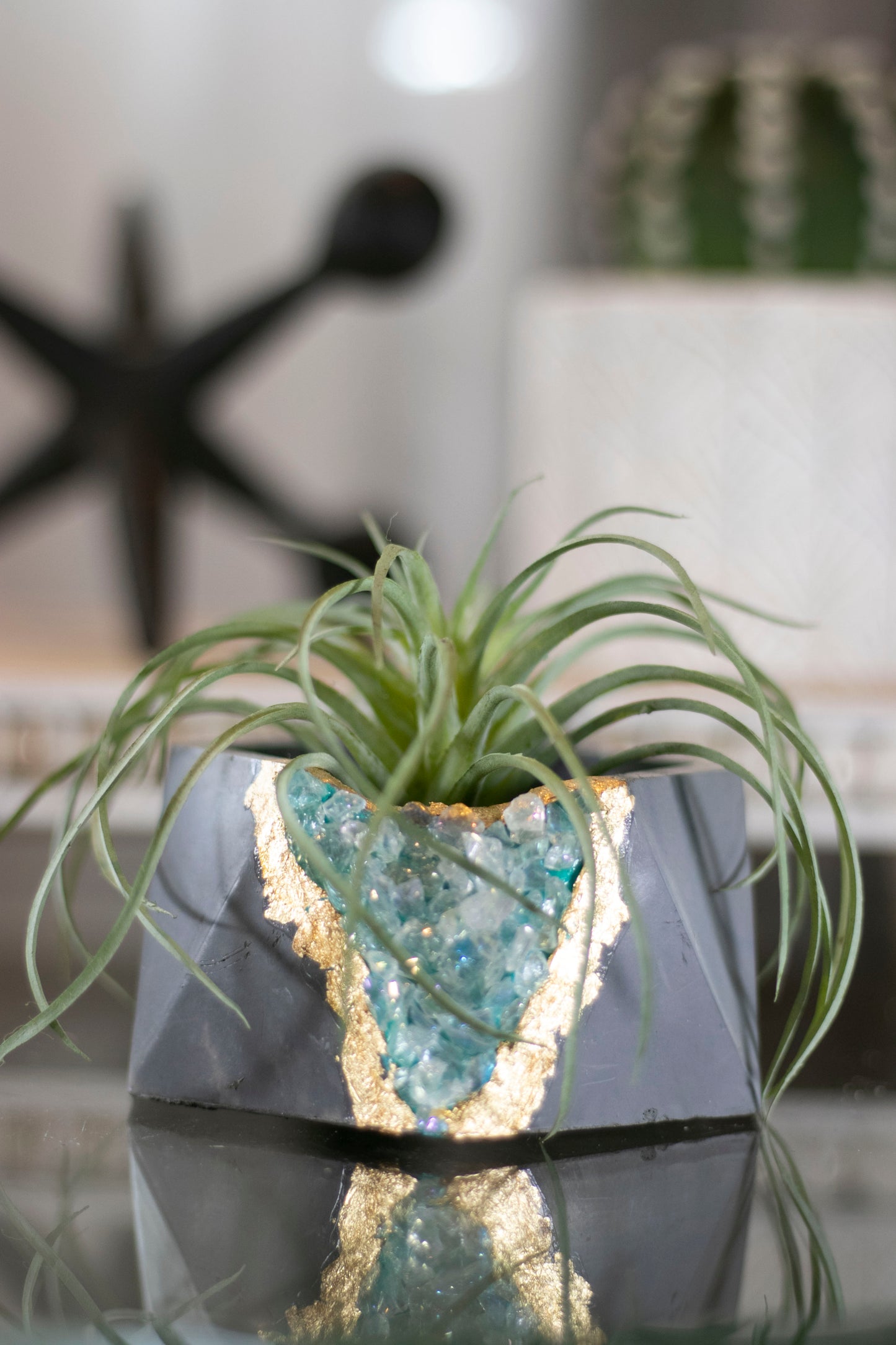 Small Geometric faux geode planter